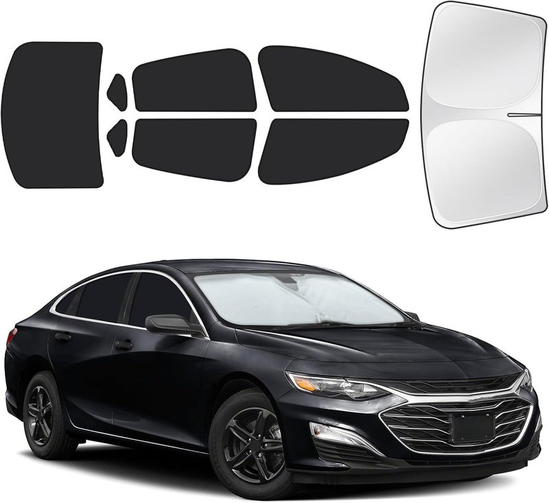 JASVIC for Chevrolet Malibu 2016-2024 Car Window Shades, 8pcs Privacy Sun Shade Set for Front Windshield Side and Rear Windows, Full Window Covers Keeps Vehicle Cool for Camping Napping - Image 1